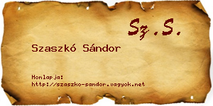 Szaszkó Sándor névjegykártya