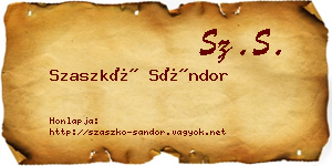 Szaszkó Sándor névjegykártya